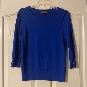 Lands End royal blue 3/4 length sleeves crew next sweater
